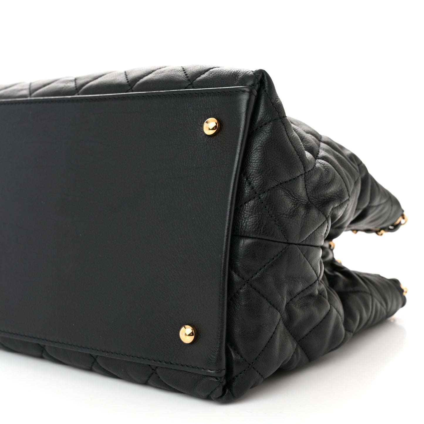 Calfskin Quilted Small Chain Me Tote Black
