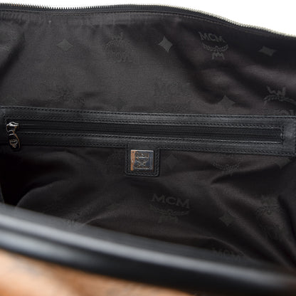MCM Visetos Medium Traveler Weekender Duffle Bag Cognac Black 7 of 8