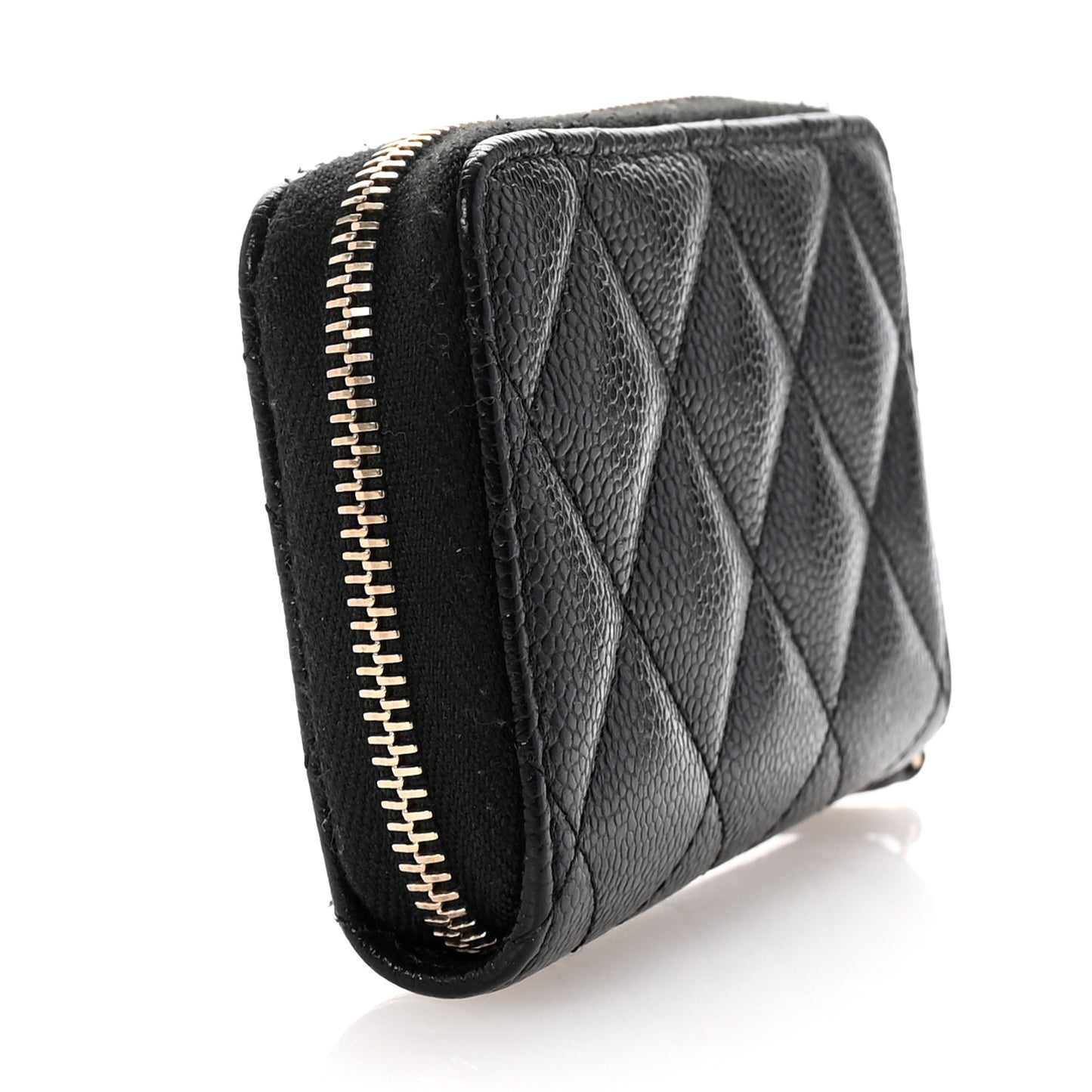 Caviar Quilted Multi Chain CC Zip Coin Purse Black