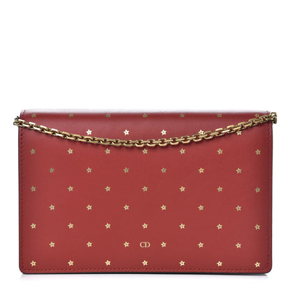 Christian Dior Calfskin Embossed Stars Wallet on Chain Rouge Gold 1 of 6