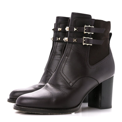 Valentino Garavani Calfskin Rockstud Double Buckle Beatle Chelsea 70mm Ankle Boots 38 Black 3 of 11