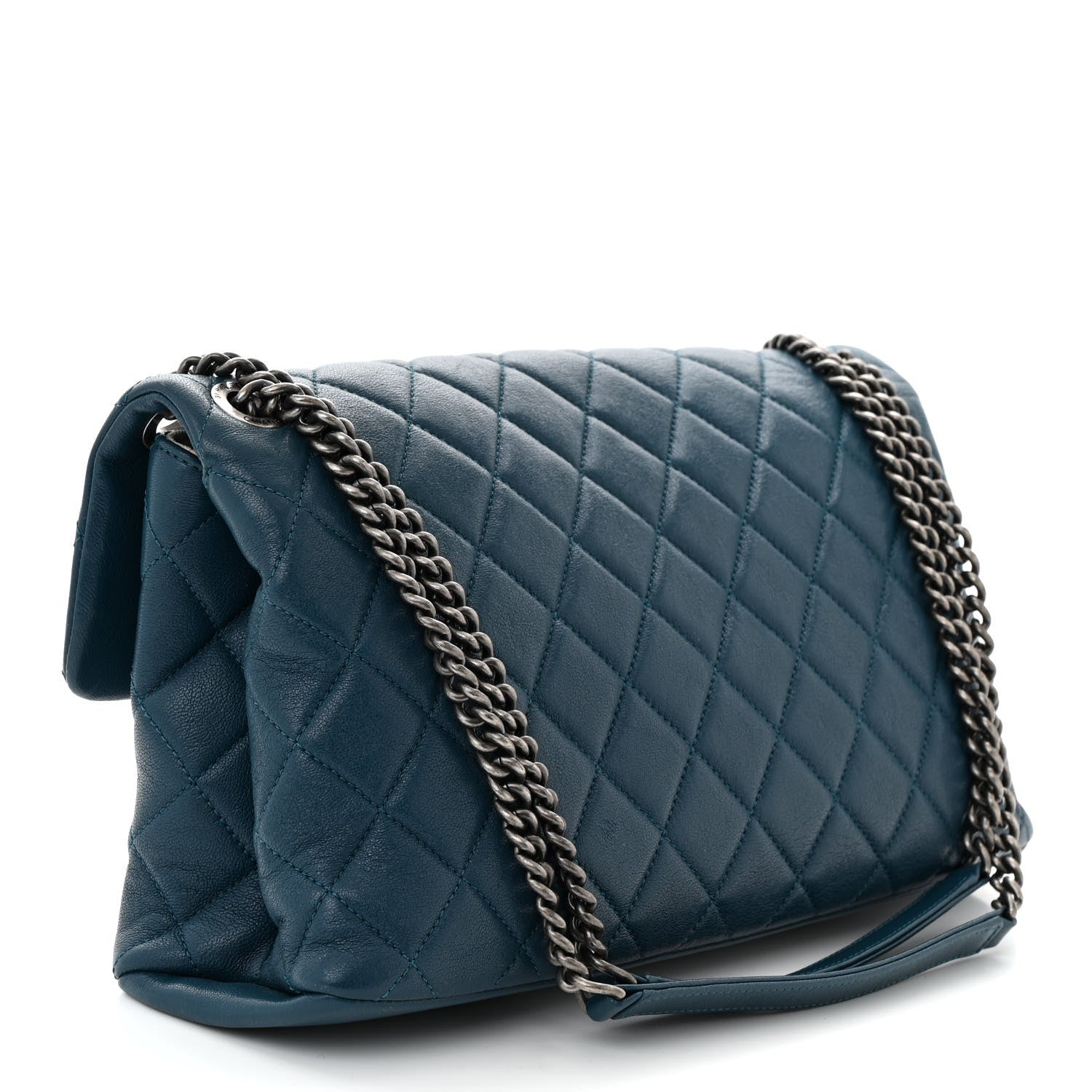 Chanel Goatskin Quilted Medium Flap Blue 3 of 10