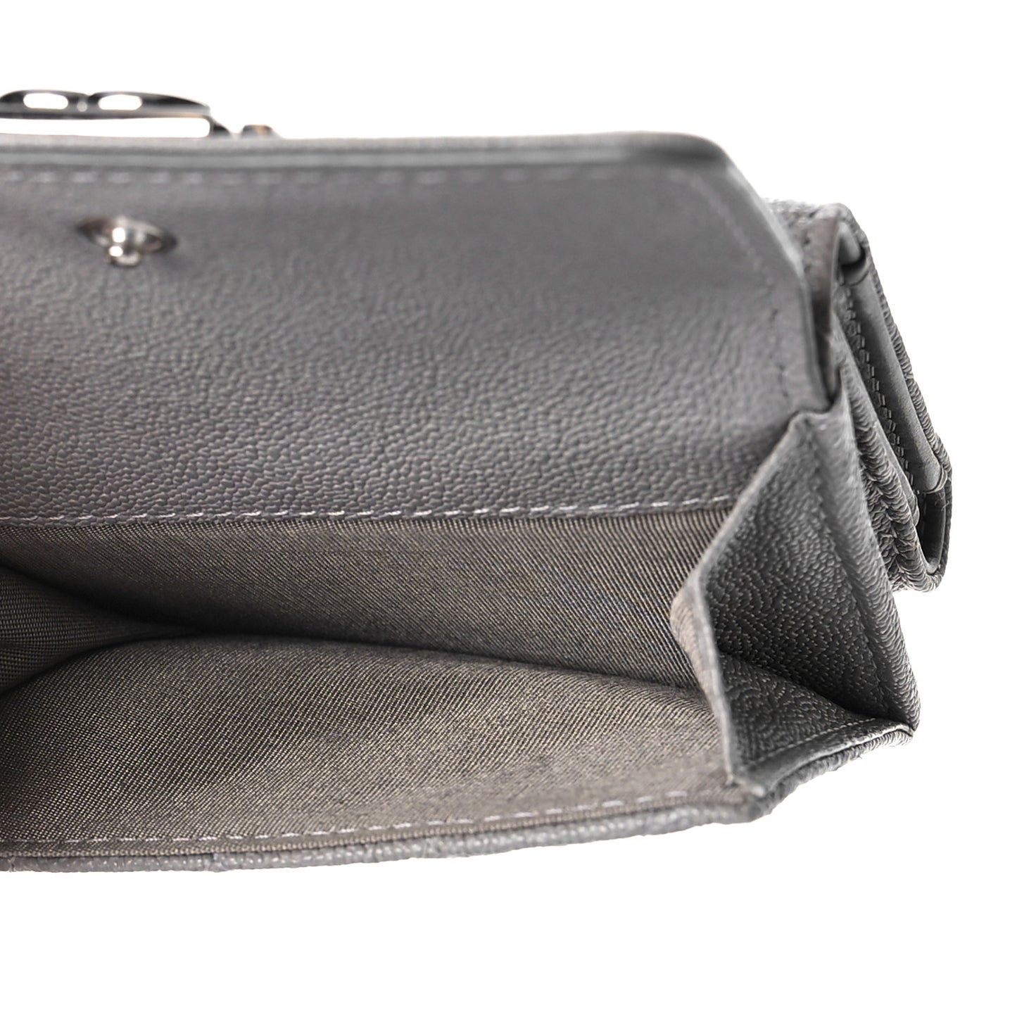 Caviar Quilted Small Boy Flap Wallet Grey