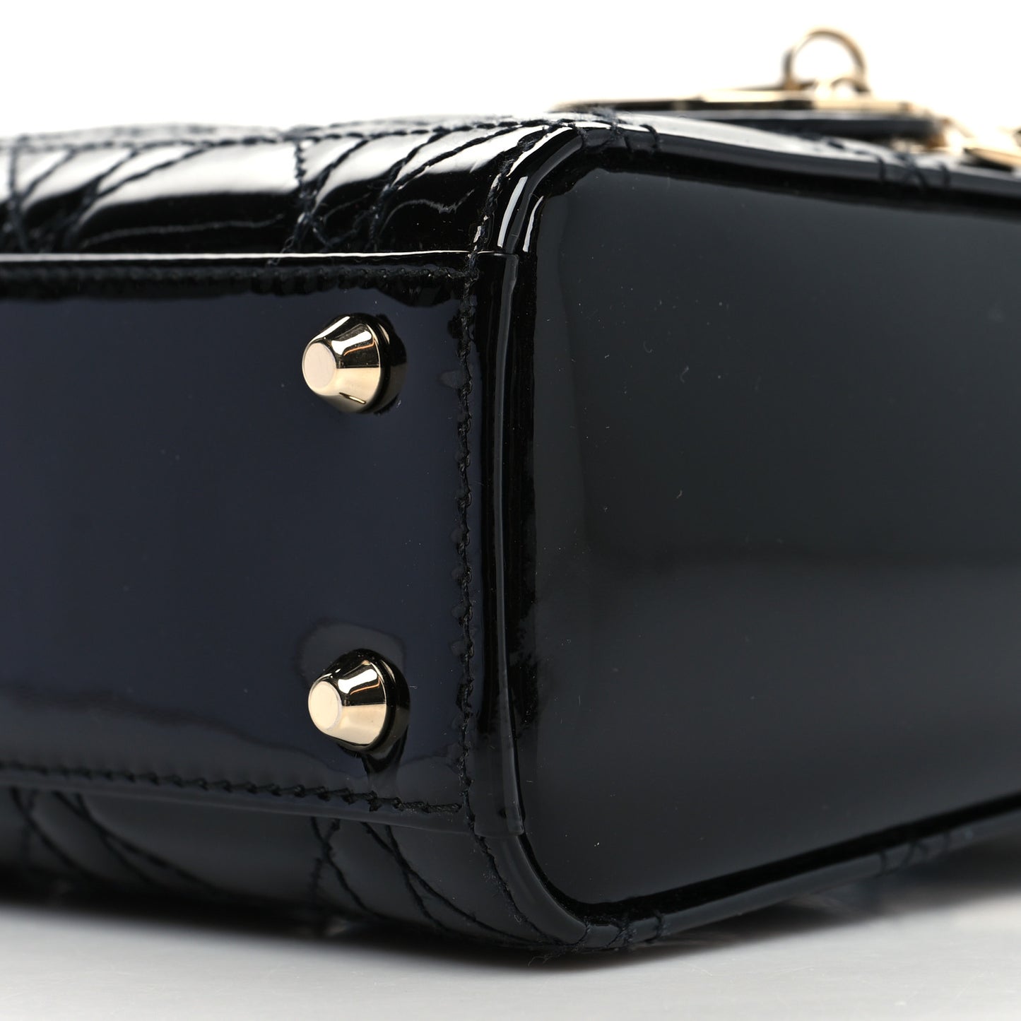 Patent Cannage Mini Lady Dior Black