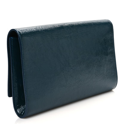 Saint Laurent Textured Patent Monogram Large Belle De Jour Clutch Green 3 of 11