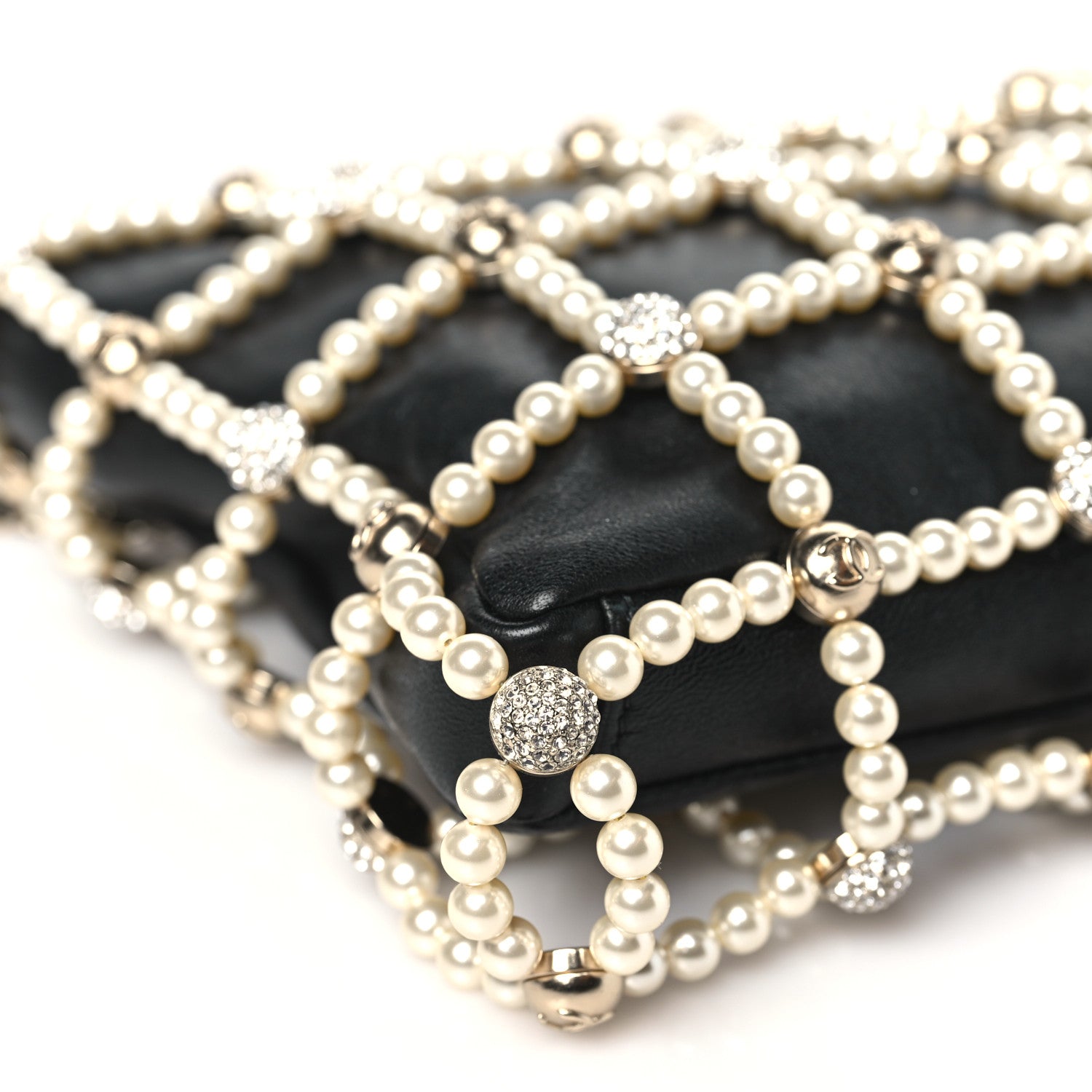 Chanel Lambskin Pearl Frame Shoulder Bag Black 9 of 10