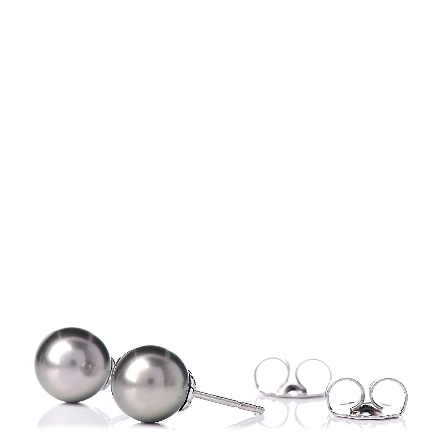 Mikimoto 18K White Gold Black South Sea Pearl 9mm Stud Earrings 3 of 5