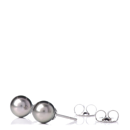 Mikimoto 18K White Gold Black South Sea Pearl 9mm Stud Earrings 3 of 5