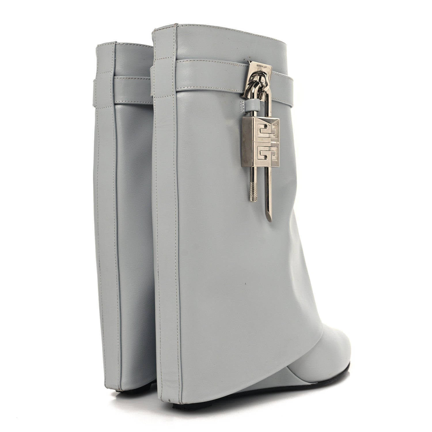 Givenchy Calfskin Shark Lock Ankle Boots 36 Light Grey 5 of 9