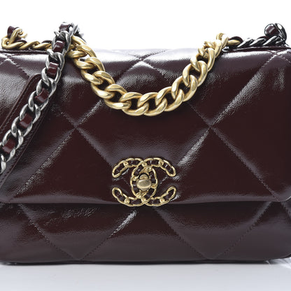 Chanel Shiny Crumpled Calfskin Quilted Medium 19 Flap Burgundy 10 of 11