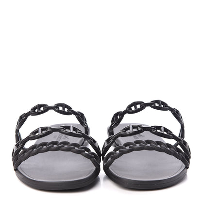 Hermes Rubber Chaine d'Ancre Rivage Sandals 36 Black 2 of 8