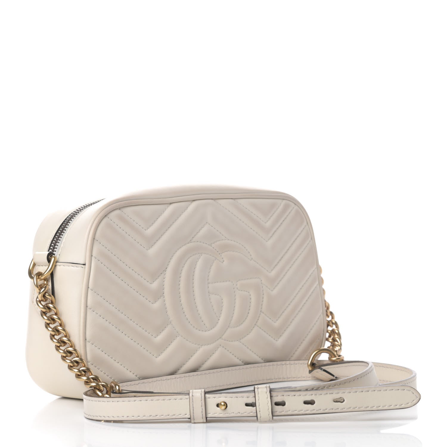 Gucci Calfskin Matelasse Small GG Marmont Chain Shoulder Bag White 2 of 7