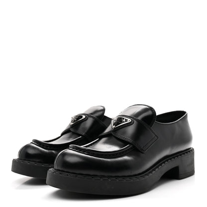 Prada Spazzolato Metal Triangle Logo 50mm Loafers 36.5 Black 4 of 9