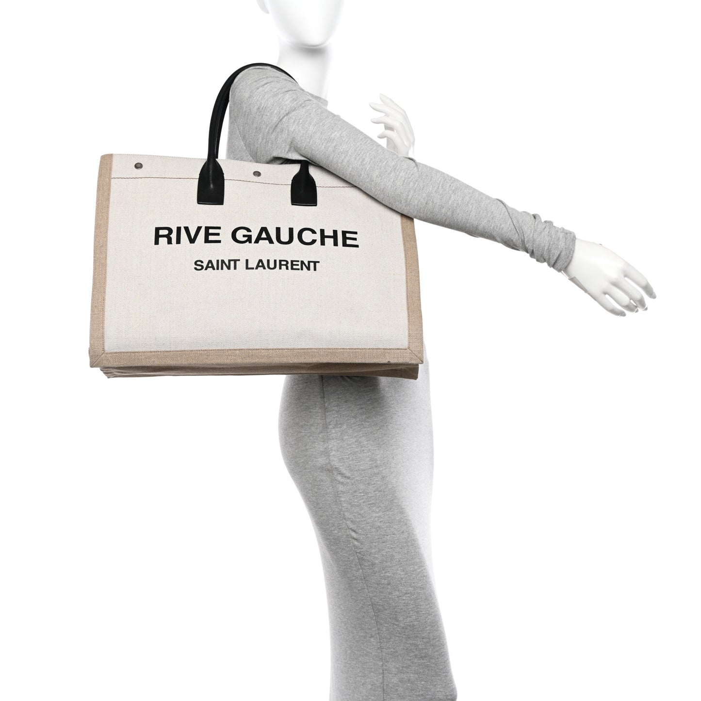 Linen Calfskin Rive Gauche Tote Optic White