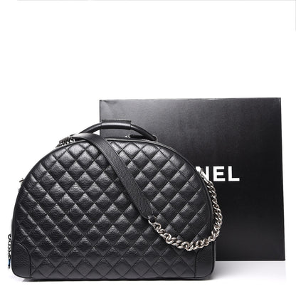 Chanel Calfskin Quilted Large Airlines Round Trip Bowling Bag Black 10 of 10