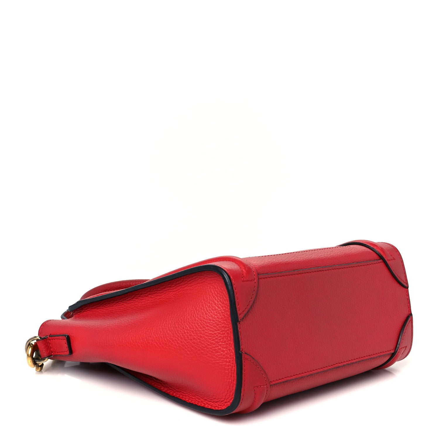 Celine Drummed Calfskin Nano Luggage Vermillion 4 of 12