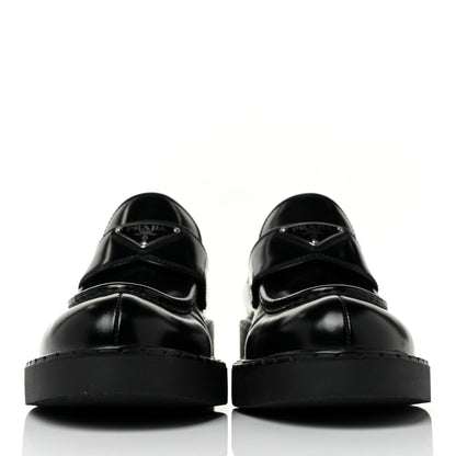 Prada Spazzolato Metal Triangle Logo 50mm Loafers 39 Black 2 of 8
