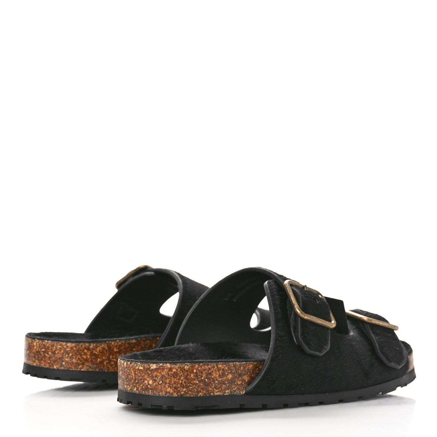 Calf Hair Jimmy Cross Slides 37 Black