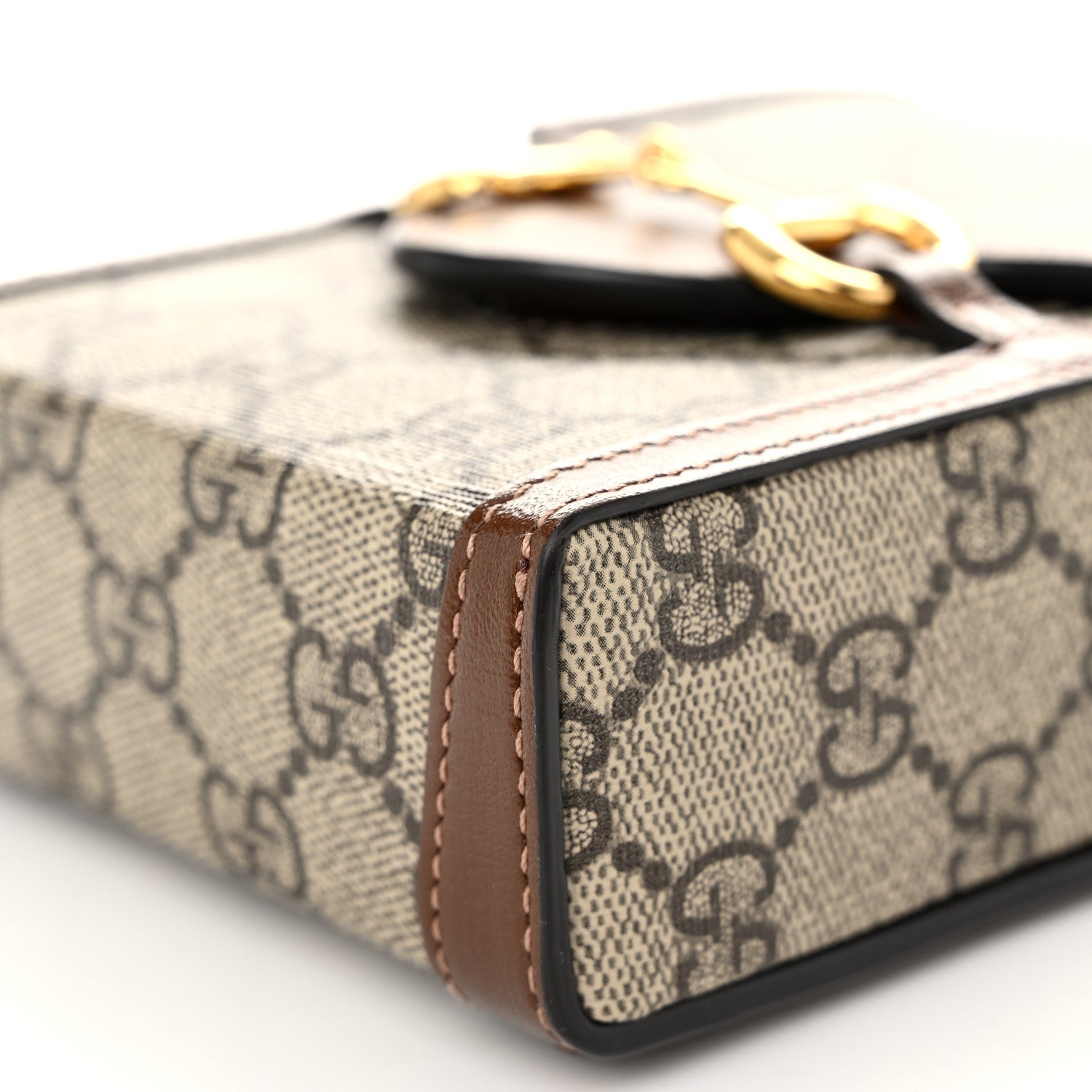 Gucci GG Supreme Monogram Mini Horsebit 1955 Crossbody Bag Beige Brown Sugar 10 of 10