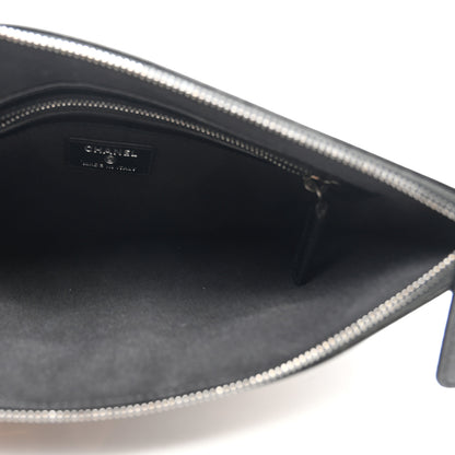 Chanel Shiny Calfskin Crystal Pearl Logo Cosmetic Case Black 5 of 10