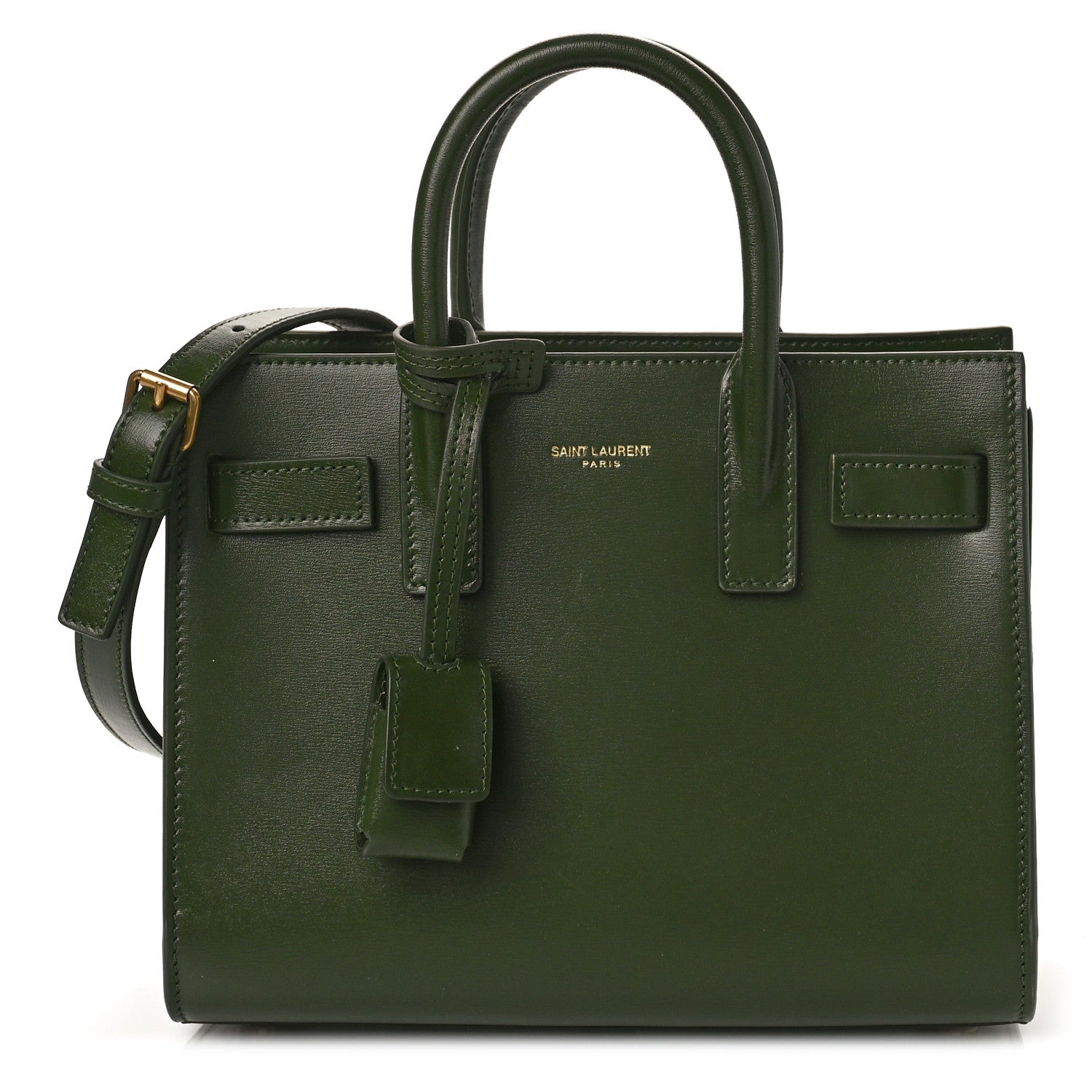 Saint Laurent Calfskin Nano Sac Leather Satchel Dark Pine 1 of 8