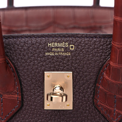 Hermes Togo Matte Alligator Birkin Touch 25 Rouge Sellier Bourgogne 6 of 10
