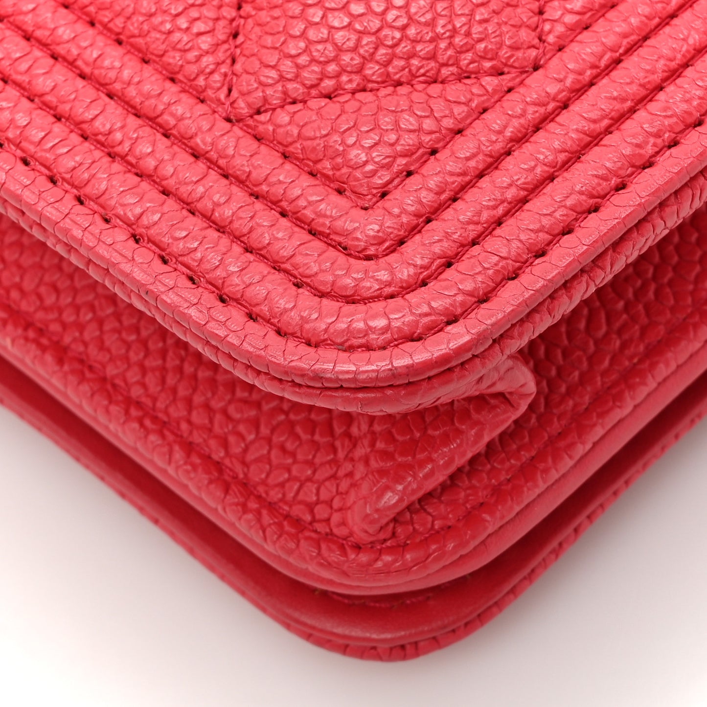 Caviar Quilted Boy Wallet On Chain WOC Dark Pink