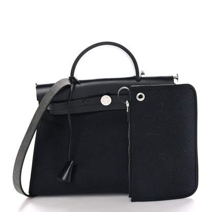 Hermes Military Toile Vache Hunter Herbag Zip PM 31 Black 3 of 11