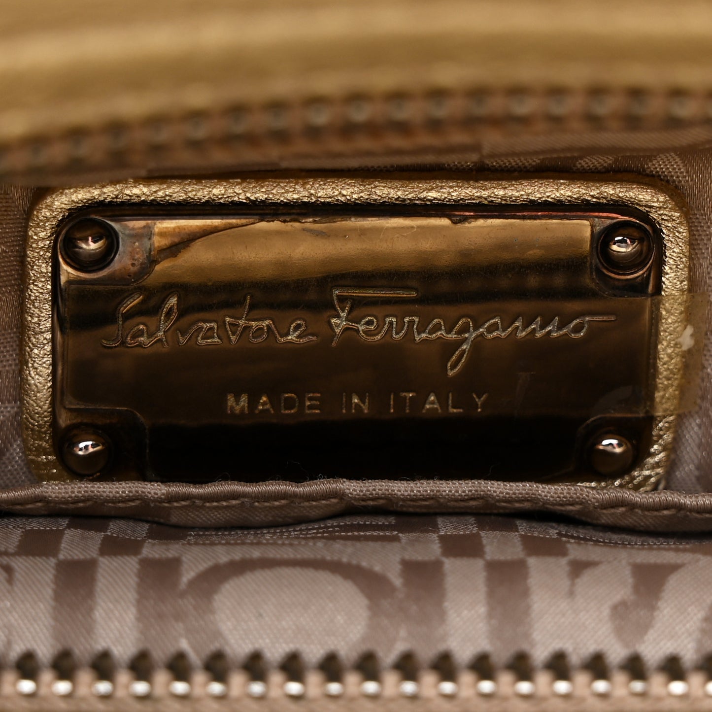 Metallic Grained Calfskin Medium Sofia Satchel Gold