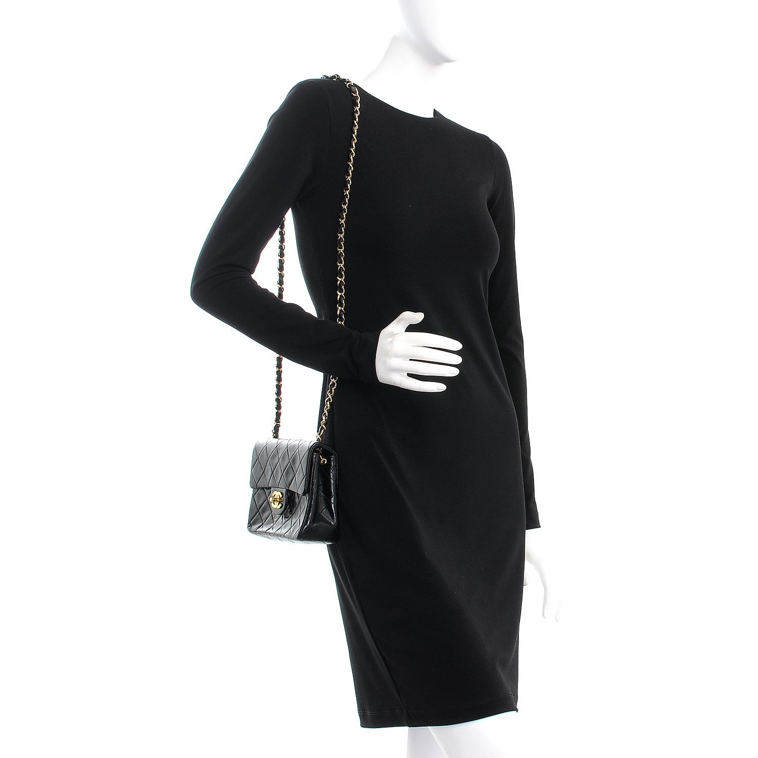 Chanel Lambskin Quilted Mini Square Flap Black 2 of 8