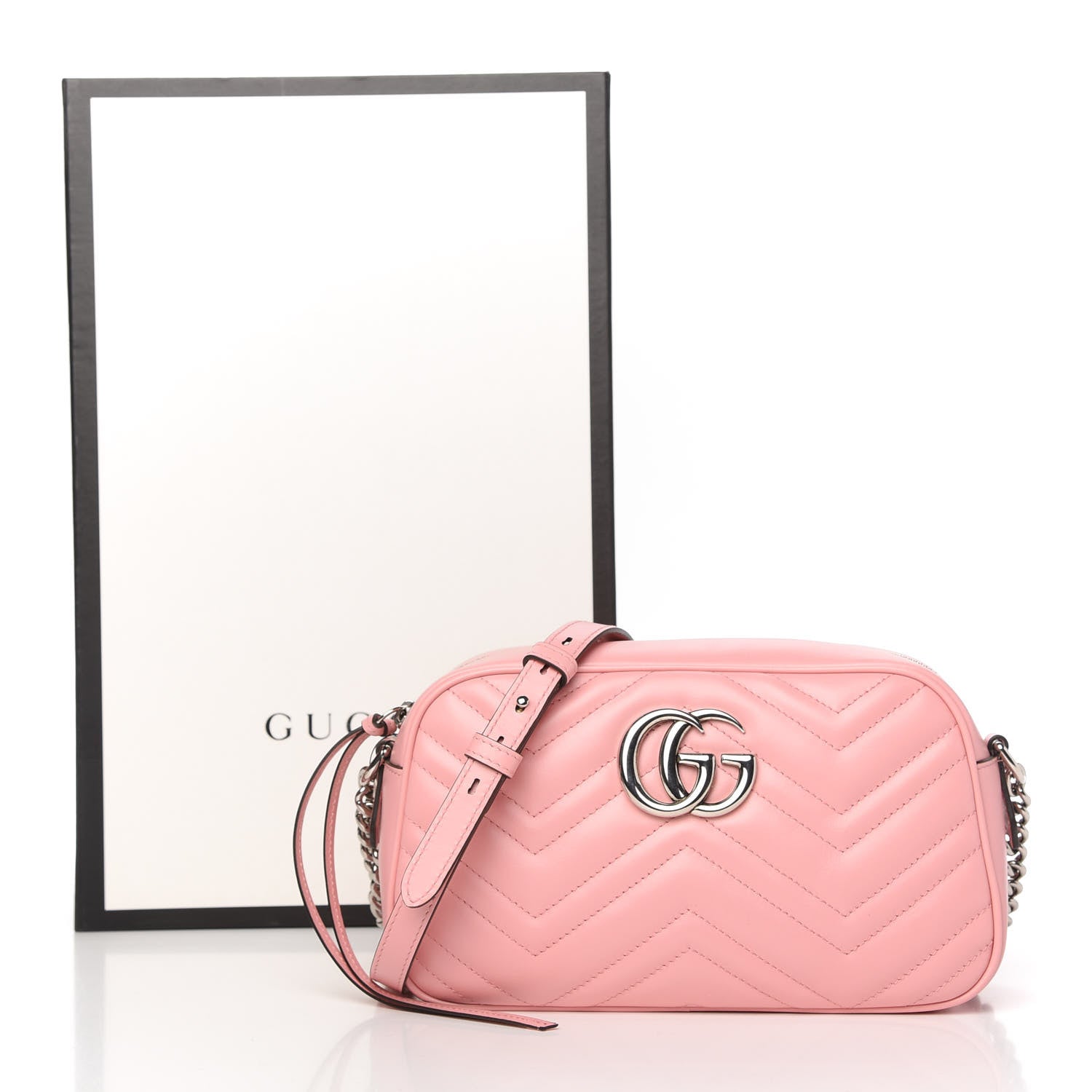 Gucci Calfskin Matelasse Small GG Marmont Chain Shoulder Bag Wild Rose 11 of 11