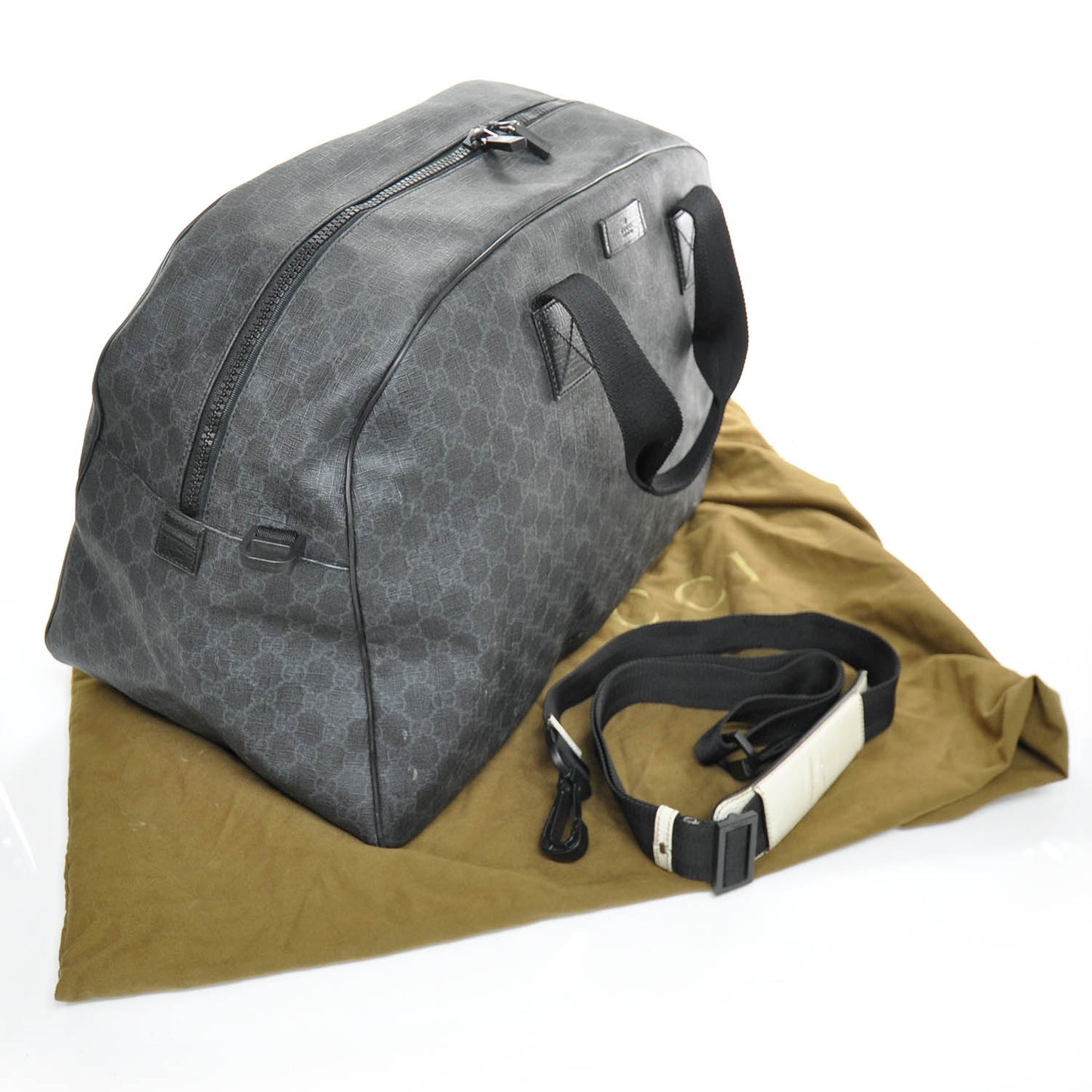 GG Supreme Monogram Large Duffle Black Grey
