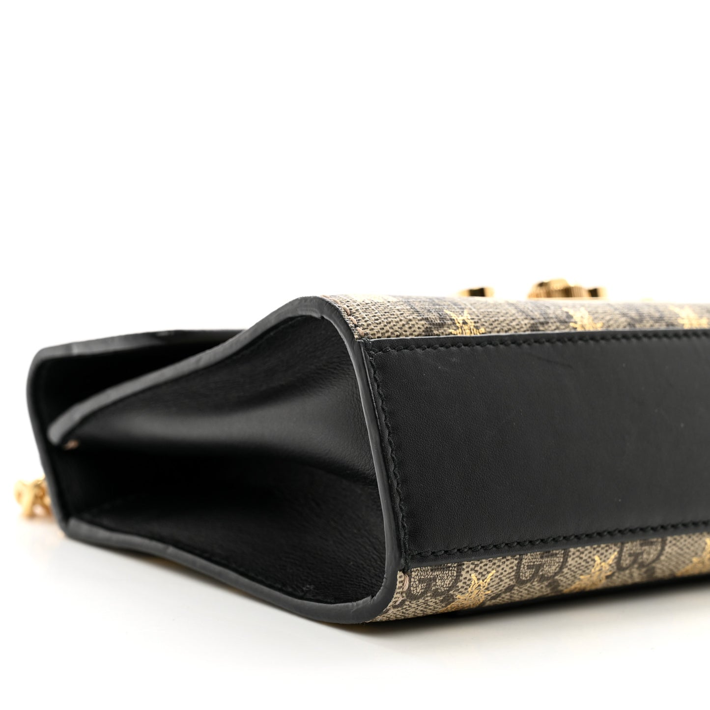 GG Supreme Monogram Bees Small Padlock Shoulder Bag Black