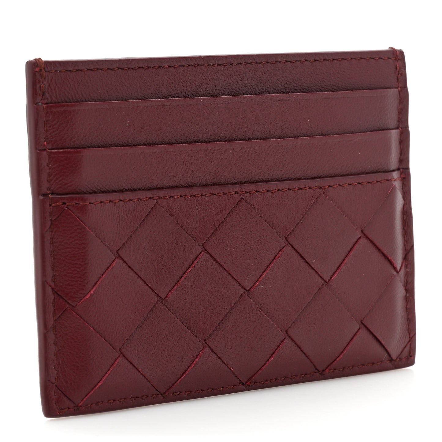Nappa Intrecciato Card Holder Bordeaux