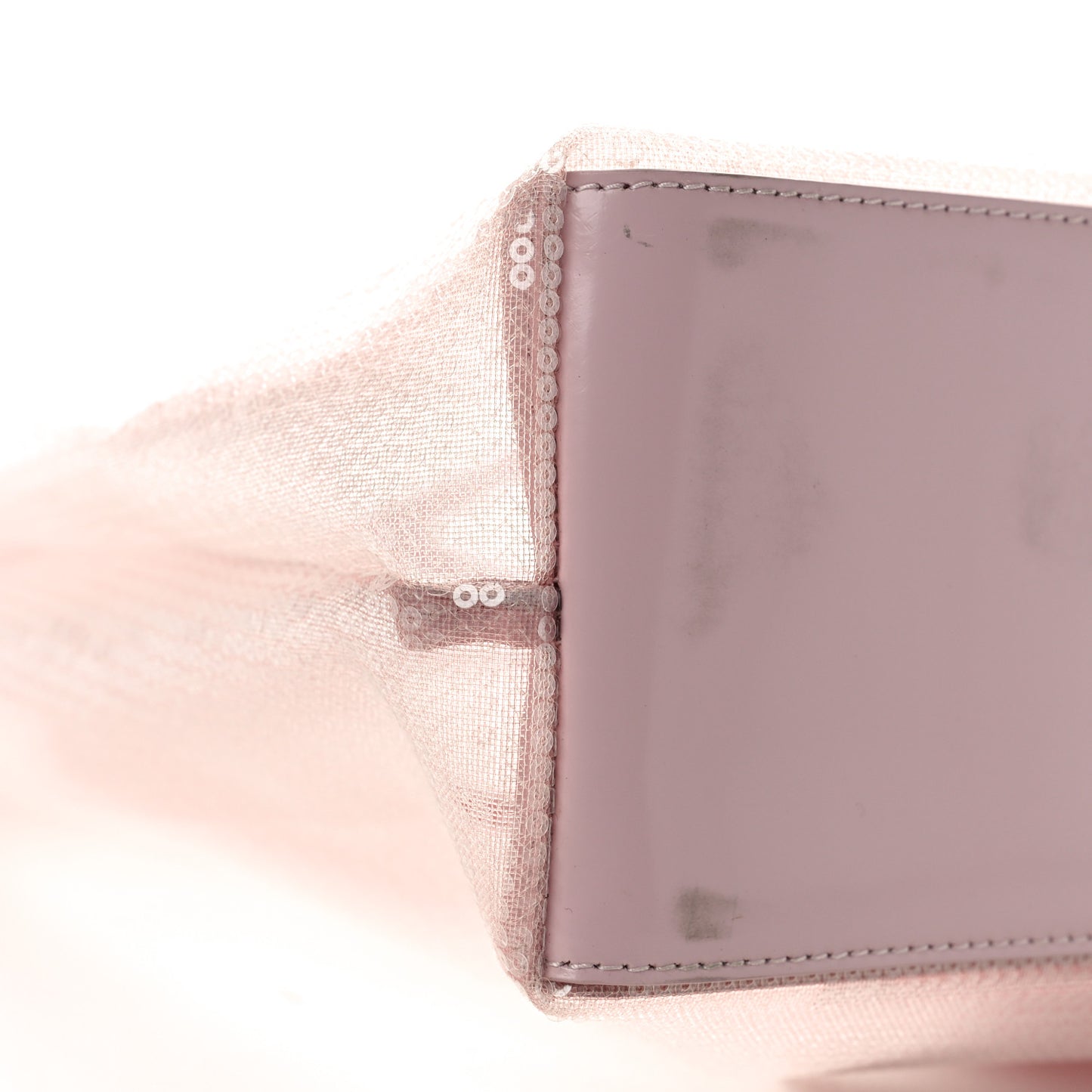 Mesh Paillettes Spazzolato Logo Tote Alabastro