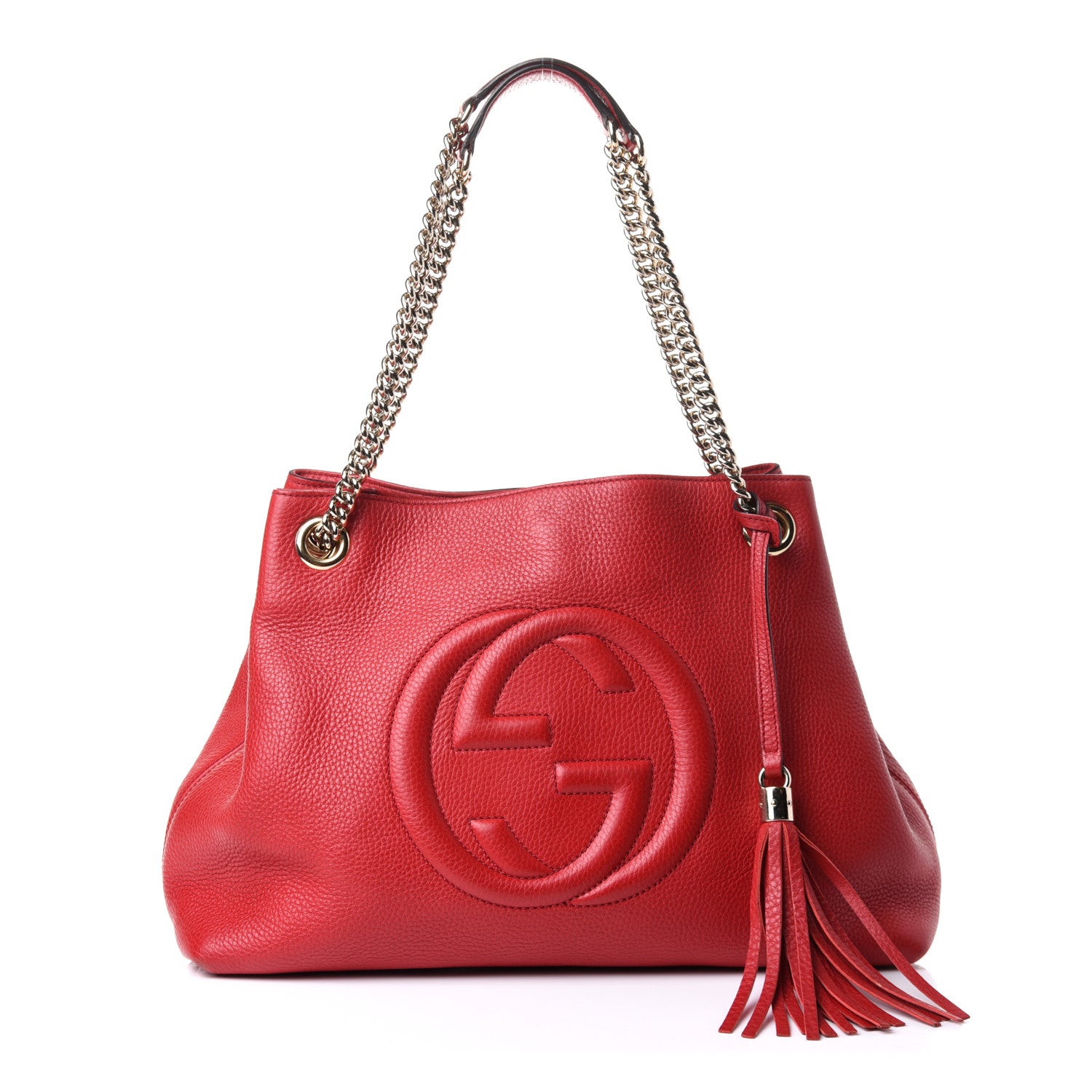 Gucci Pebbled Calfskin Medium Soho Chain Shoulder Bag Tabasco Red 1 of 14
