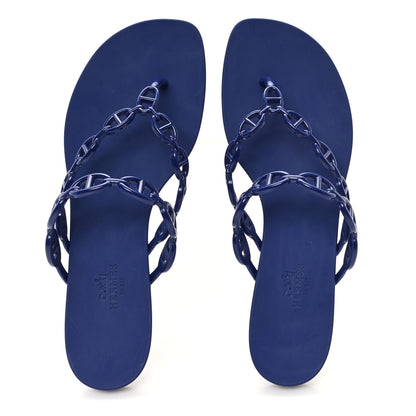 Hermes Rubber Chaine d'Ancre Island Sandals 39 Bleu Smalt 2 of 9