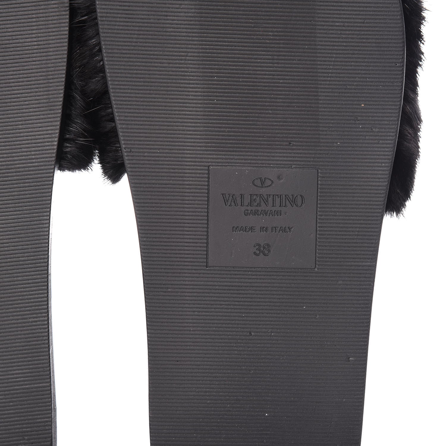 Valentino Garavani Mink Fur Rockstud Slide Sandals 38 Black 6 of 10
