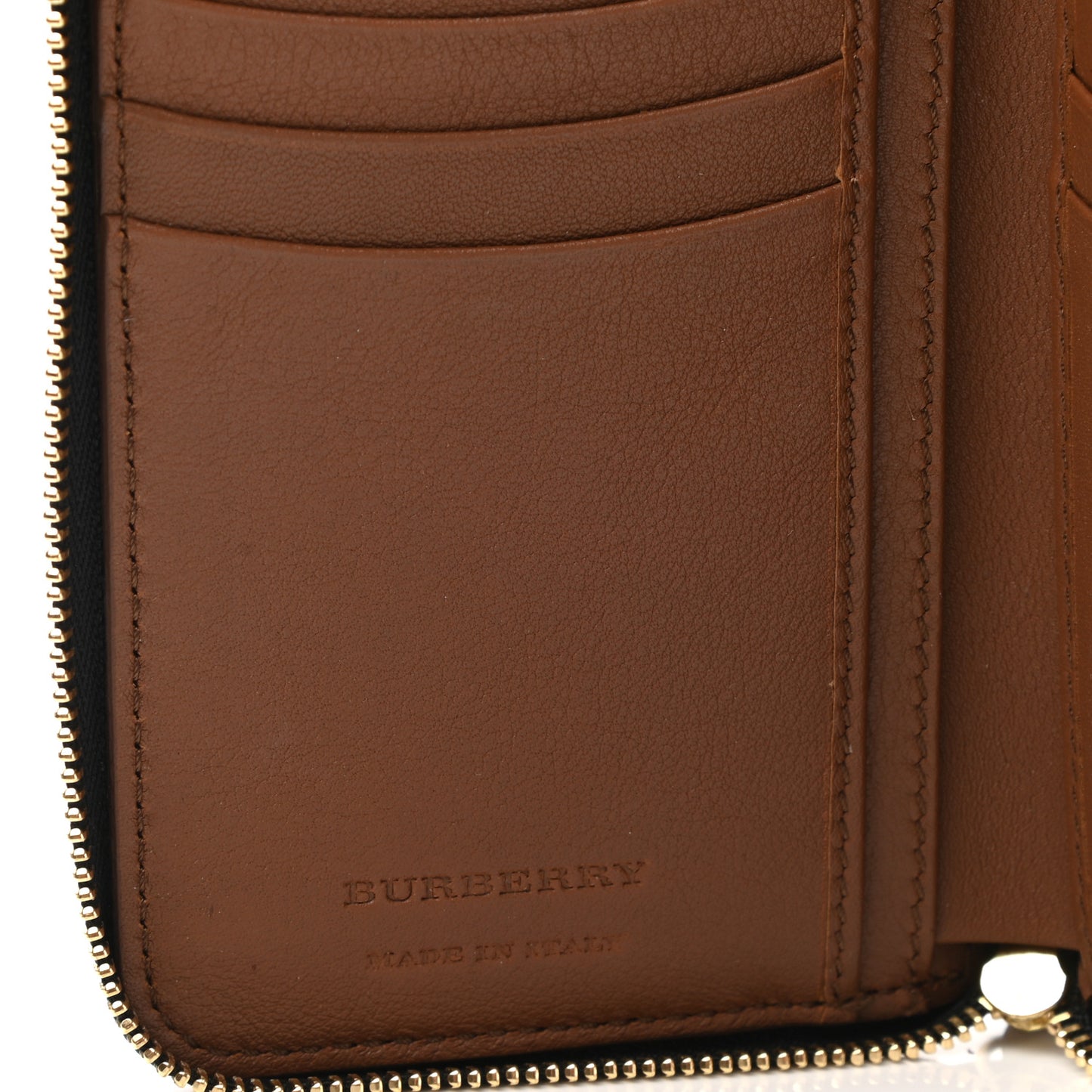 Calfskin Horseferry Check Medium Marston Zip Around Wallet Tan