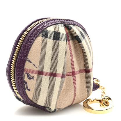 Burberry Haymarket Check Round Key Pouch Plum 3 of 7