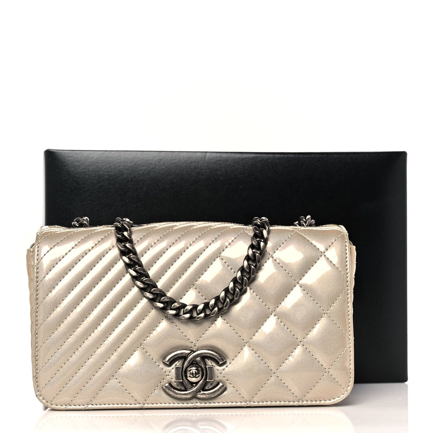 Chanel Patent Quilted Small Coco Boy Flap Light Gold 9 of 9