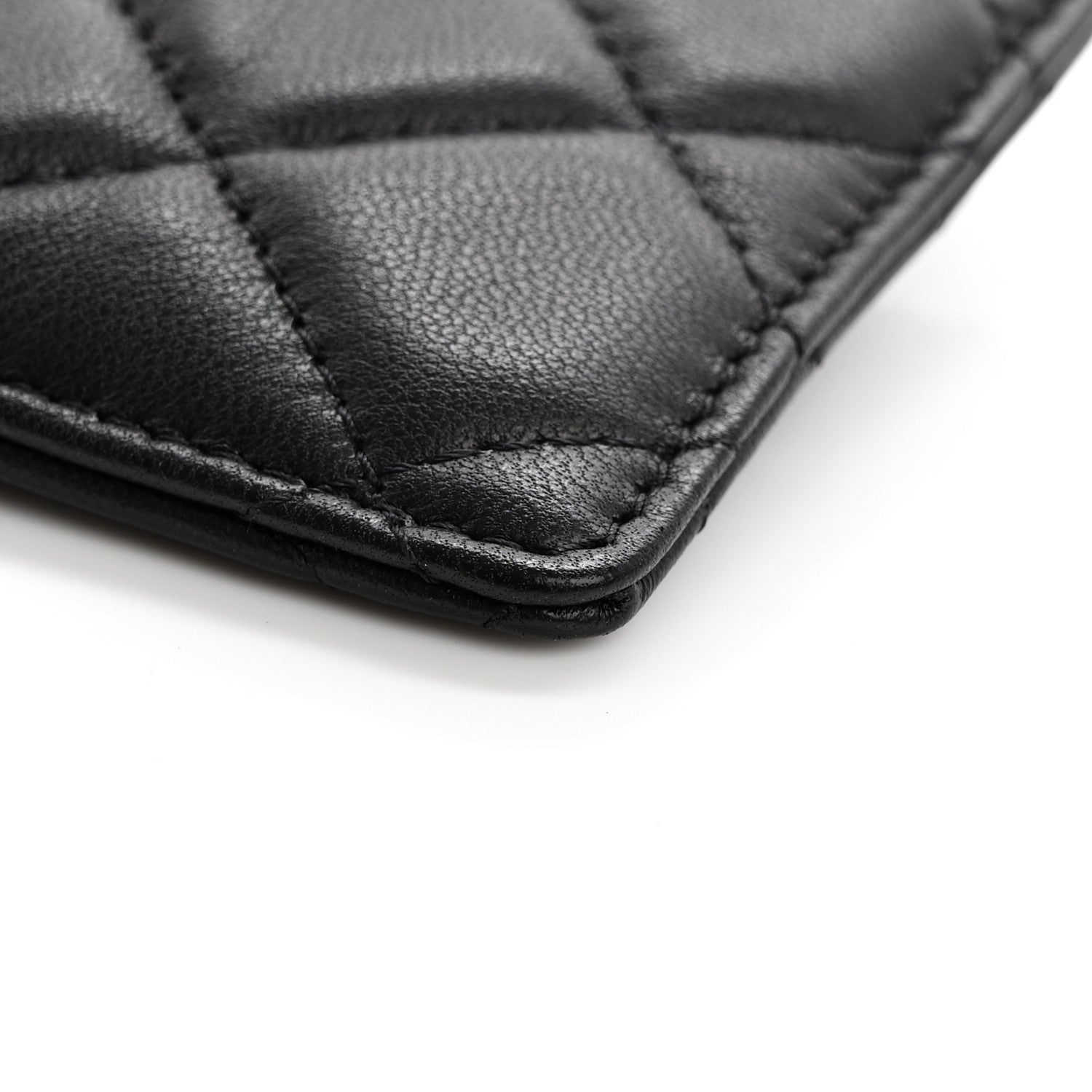 Chanel Lambskin Quilted Glitter Card Holder On Chain Black 9 of 11