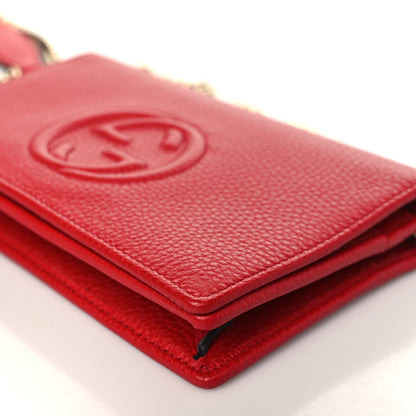 Gucci Pebbled Calfskin Soho Wallet on Chain Tabasco Red 8 of 10
