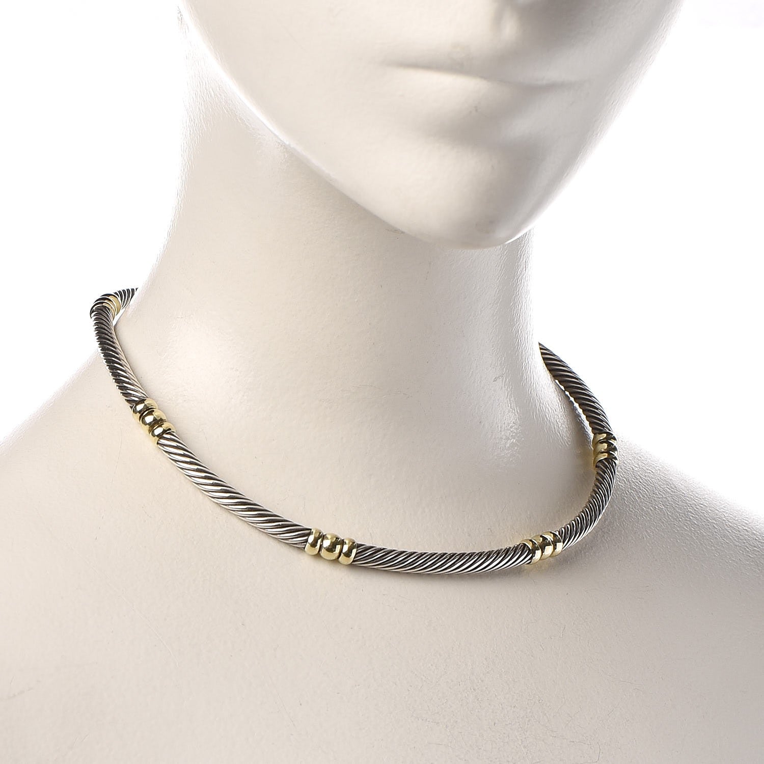 David Yurman Sterling Silver 14K Yellow Gold Hampton Cable Necklace 2 of 6