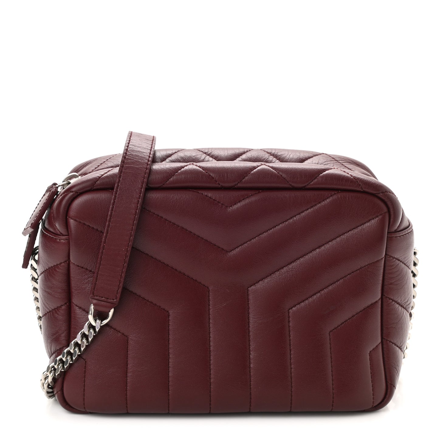 Calfskin Y Quilted Monogram Small Loulou Bowling Bag Rouge Legion