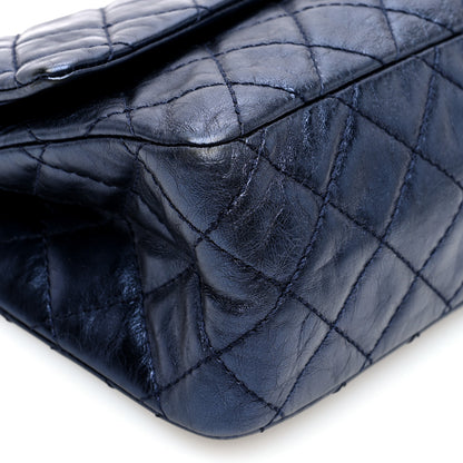 Chanel Metallic Aged Calfskin Quilted 2.55 Reissue 226 Flap Dark Navy Blue 9 of 10