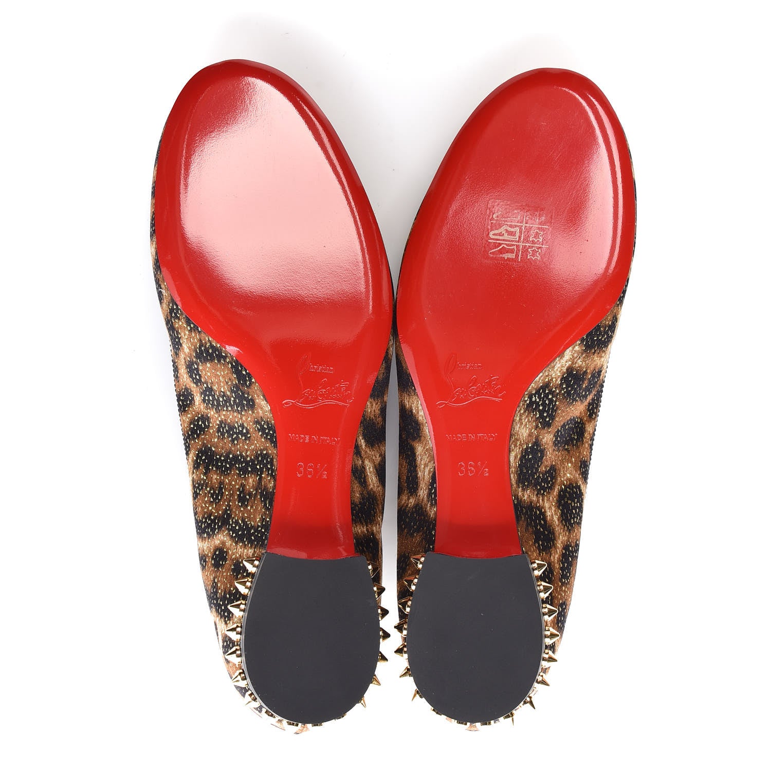 Christian Louboutin Lurex Leopard La Massine Flats 36.5 Black Gold 5 of 8