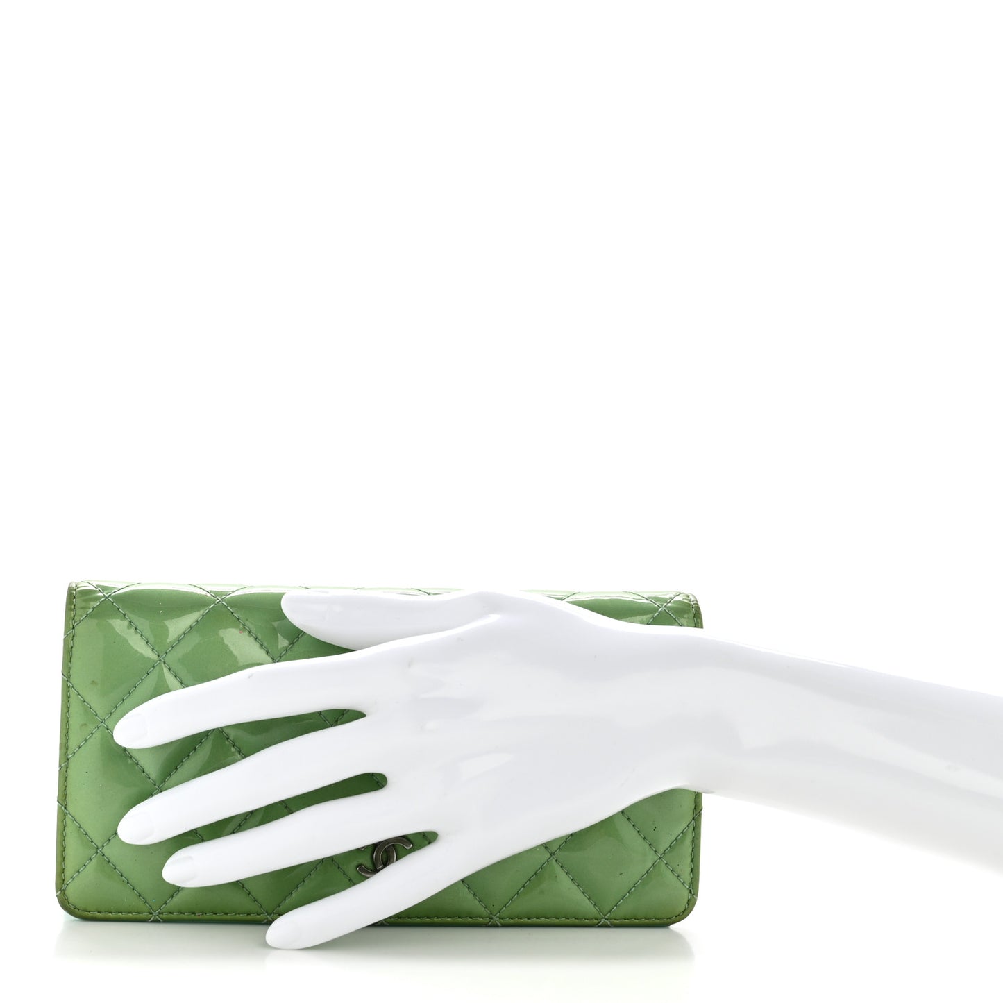 Patent Quilted Yen Wallet Turquoise