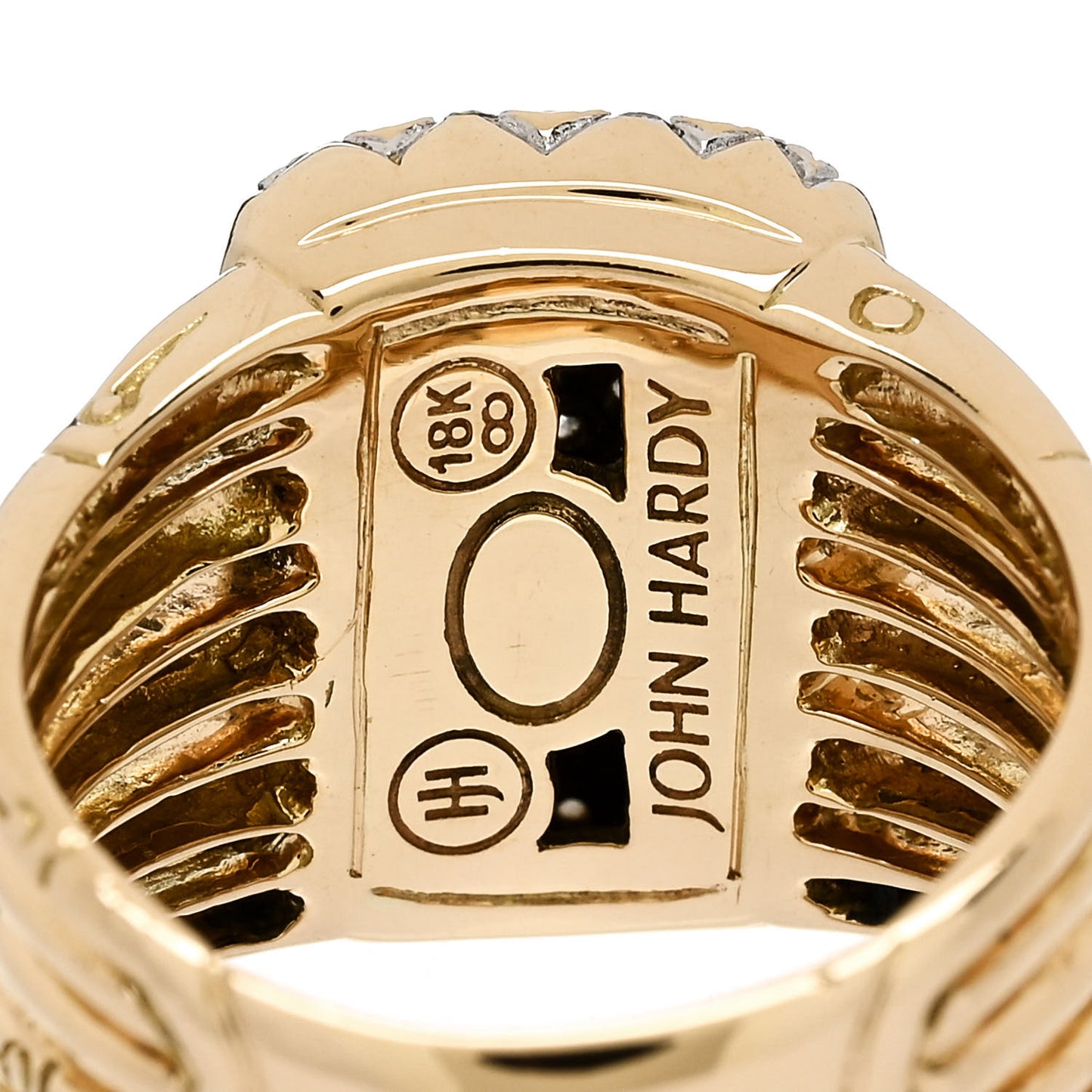18K Yellow Gold Diamond Bamboo Five-Row Ring 51 5.75