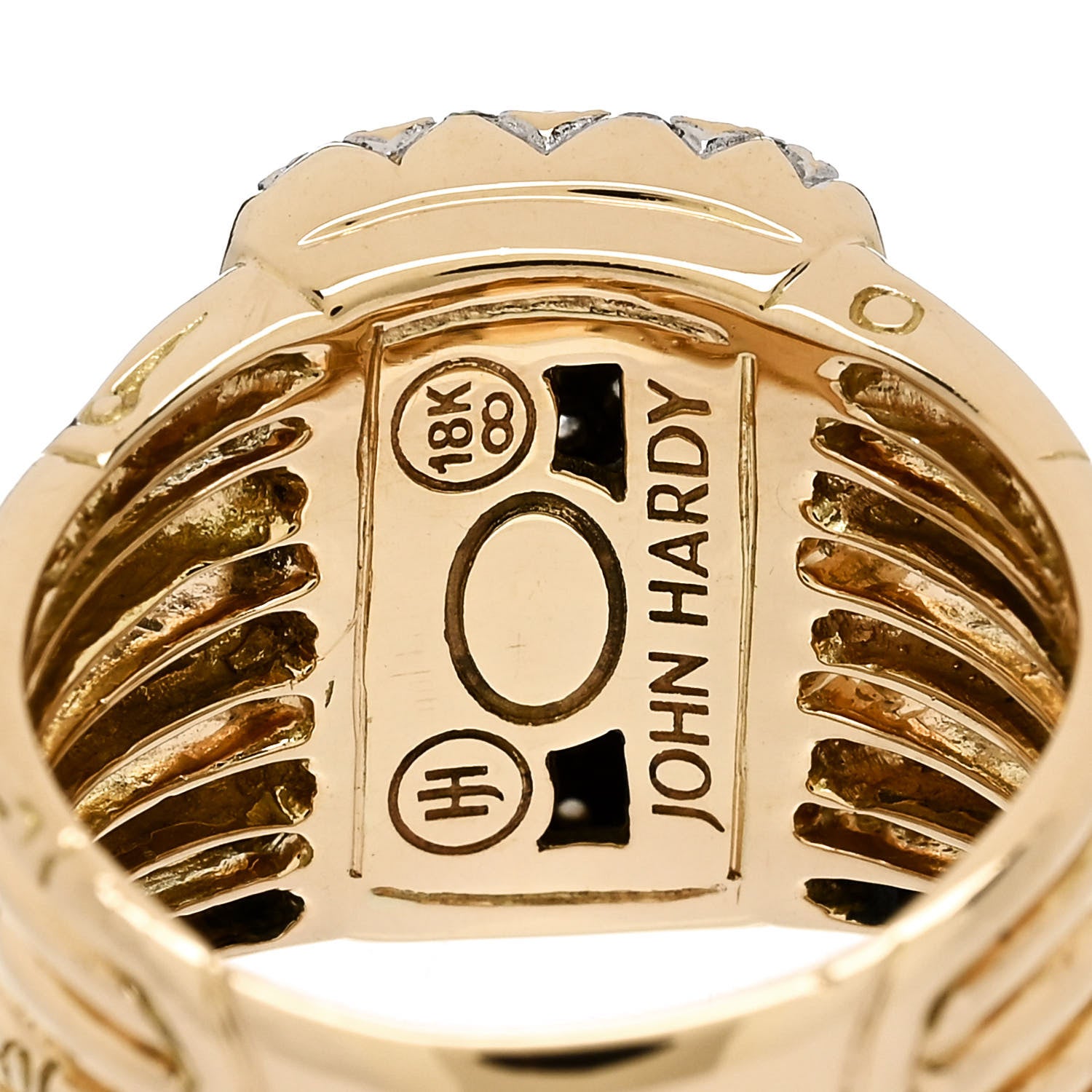 John Hardy 18K Yellow Gold Diamond Bamboo Five-Row Ring 51 5.75 5 of 6